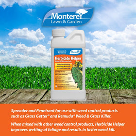 Monterey Herbicide Helper spreader action improves spray coverage