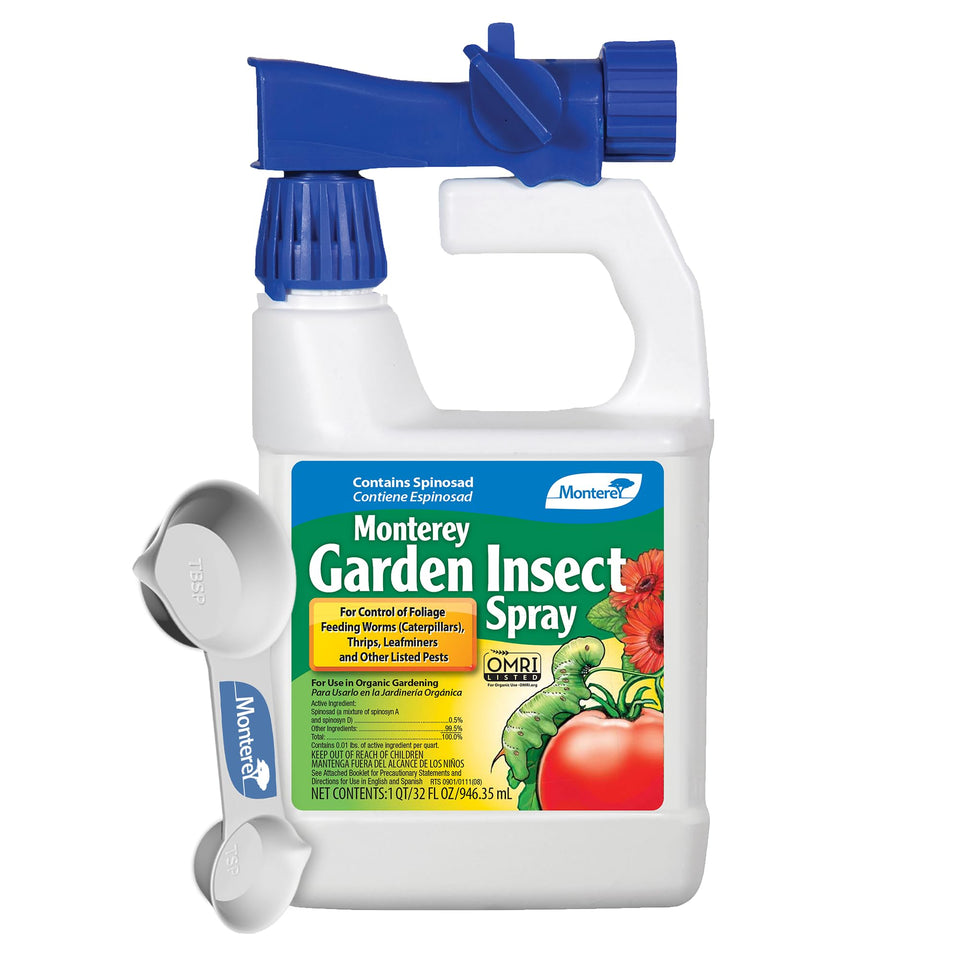 Monterey Spinosad insecticide bundle measuring spoon for precise mixing in the garden.