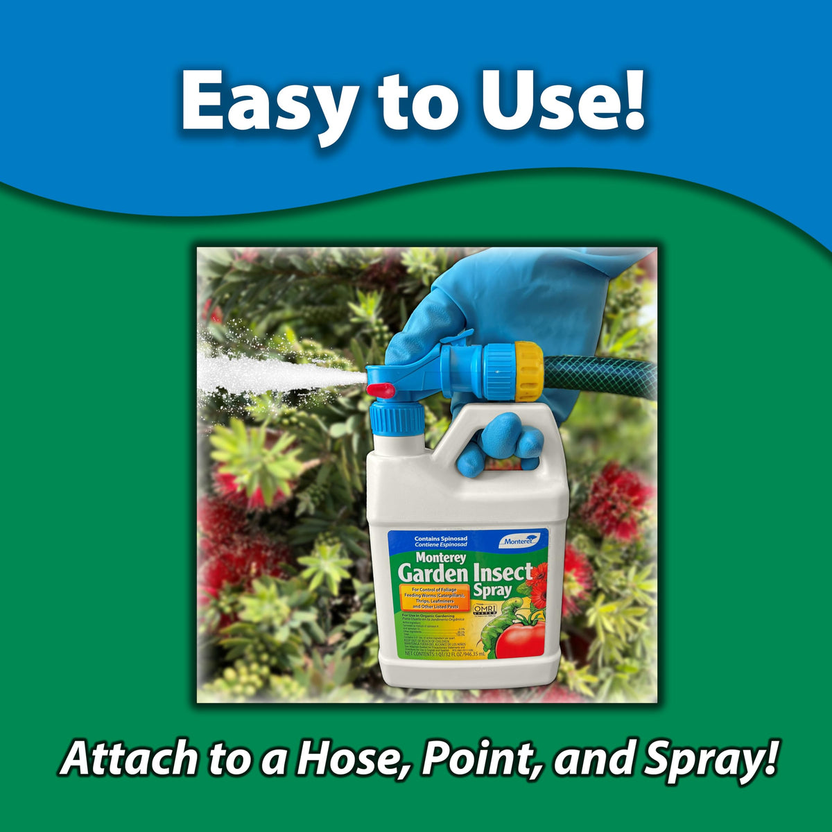 Monterey Spinosad insecticide for ornamental plants controls common garden pests.