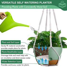 Montresor planter offers metal hook for outdoors or bohemian hanger indoors.