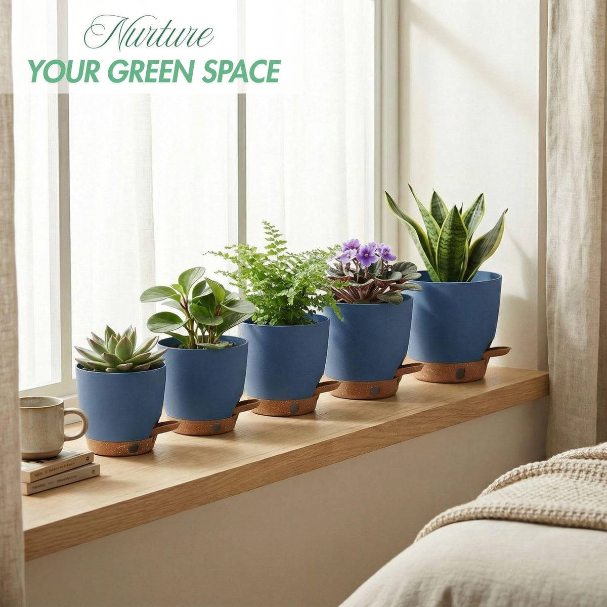 Montresor ocean blue 6inch pot drains excess water for aerated soil.