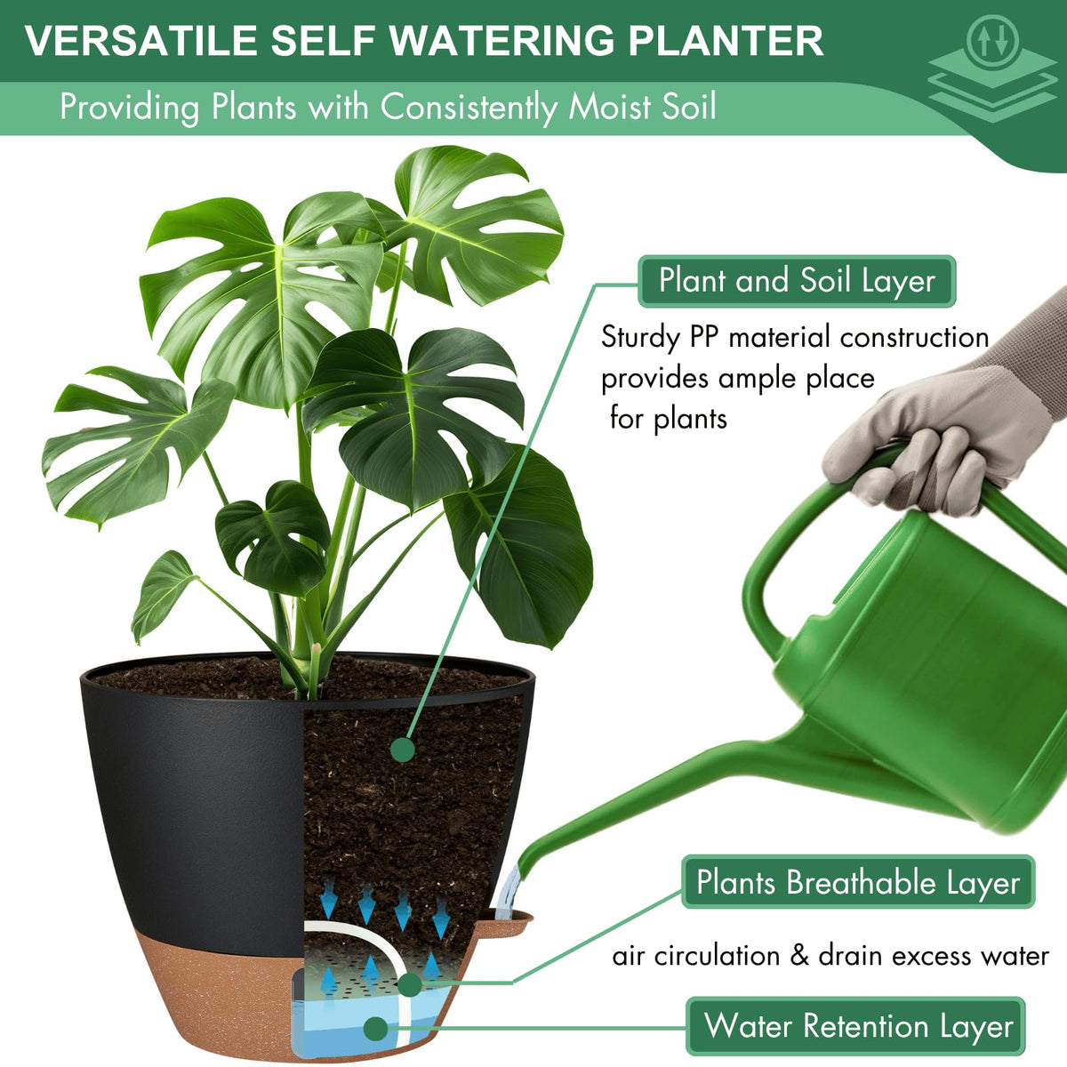 Montresor PP plastic 10-inch planter designed for outdoor durability.