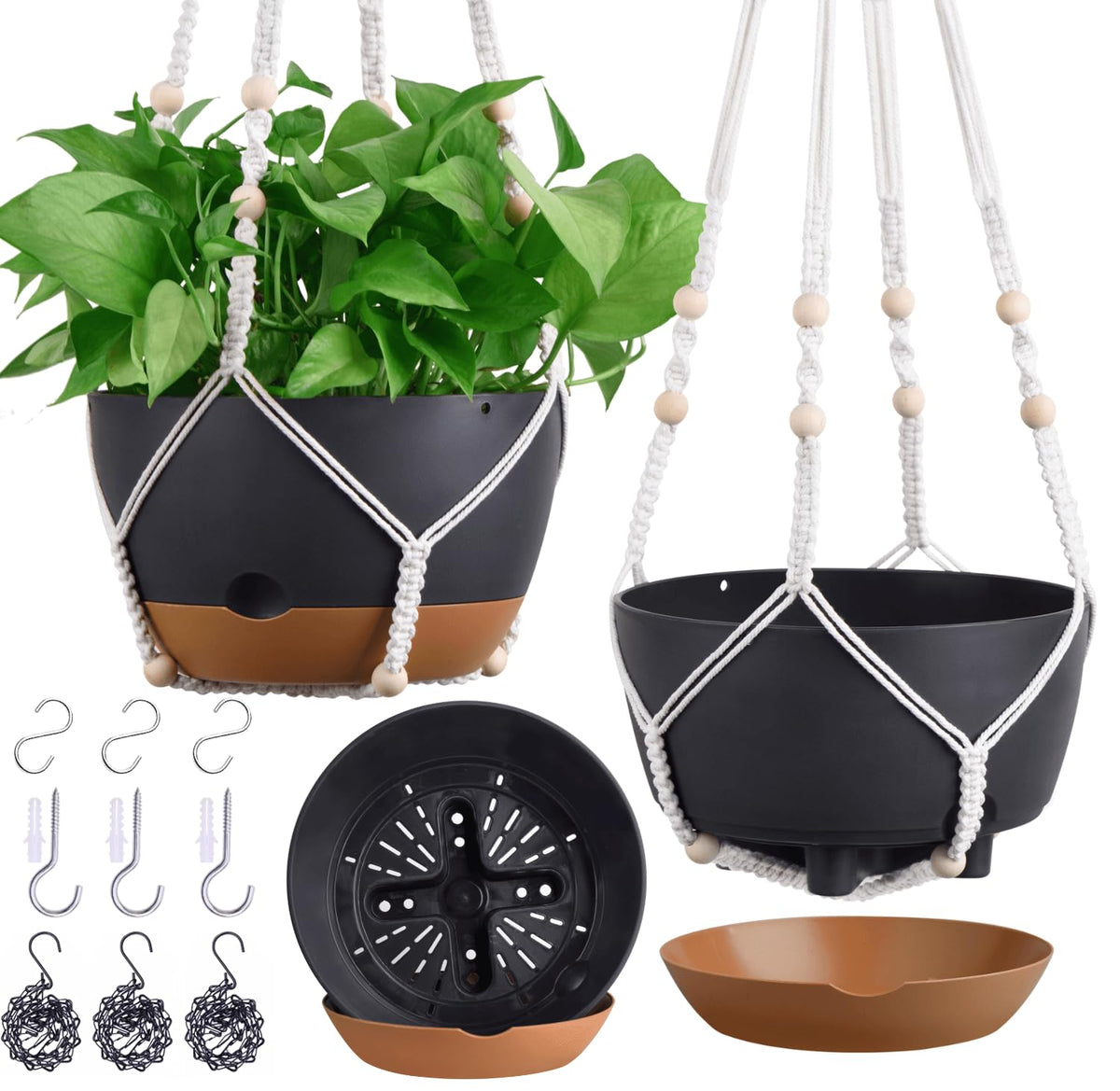 Montresor 8-inch self-watering hanging pot with reservoir for easy plant care.