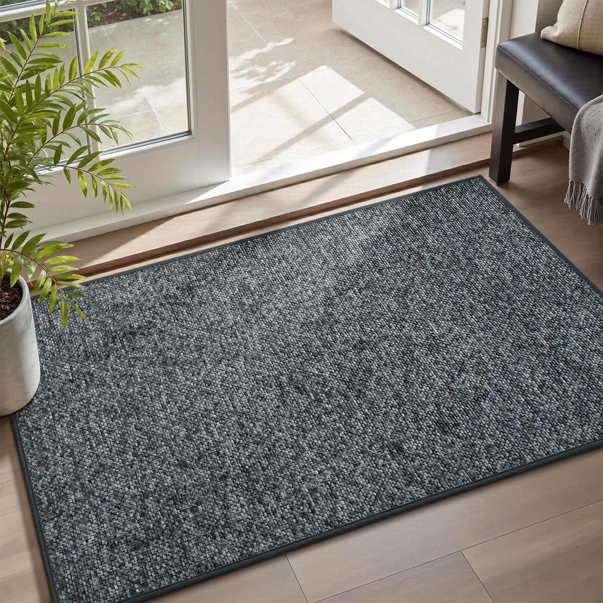 MontVoo door mat with absorbent top layer captures moisture for clean entry floors