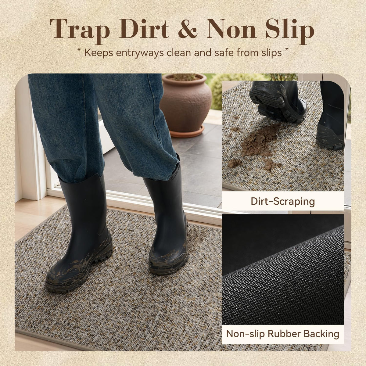 MontVoo door mat is machine washable for quick upkeep.