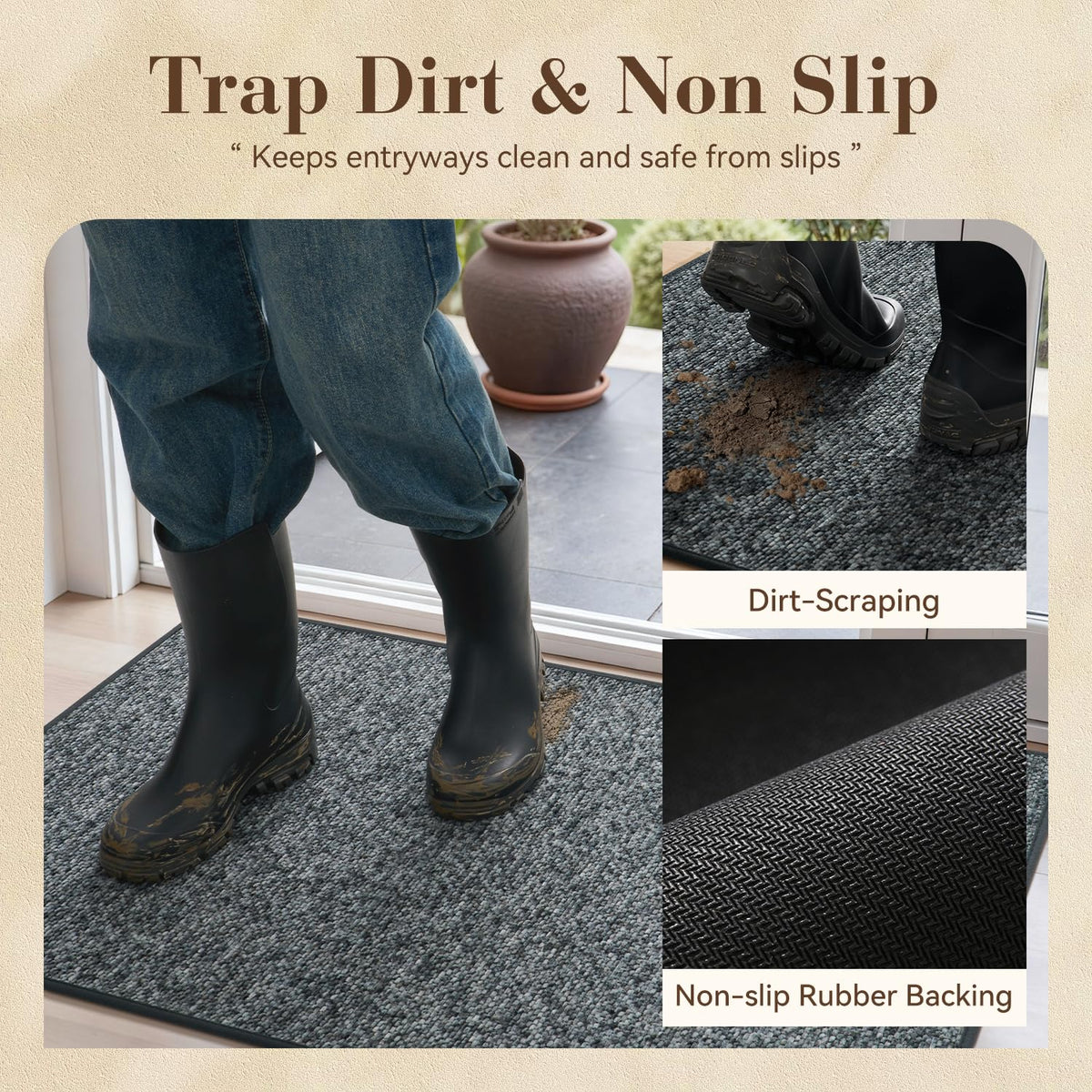 MontVoo indoor mat is machine washable for easy, quick cleaning
