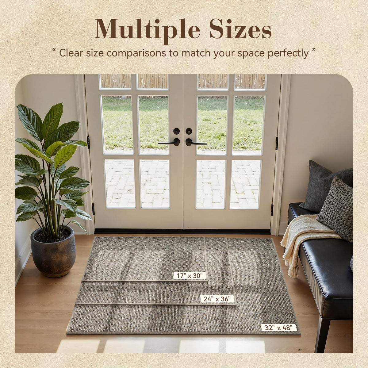 MontVoo door mat with non-slip rubber backing provides secure placement.