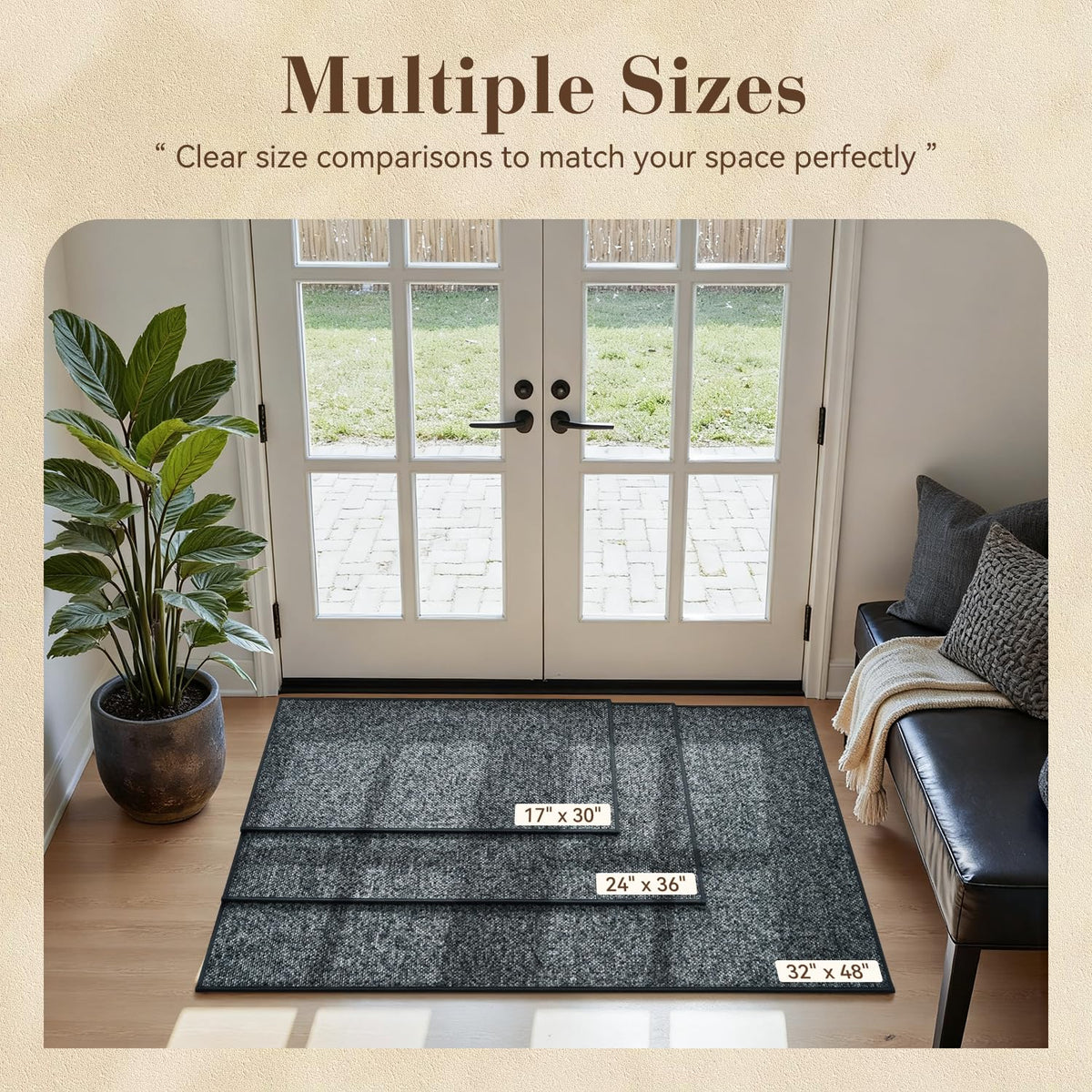 MontVoo door mat's non-slip rubber backing keeps it secure on any surface