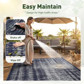MontVoo easy-clean rug ready to rinse after spills