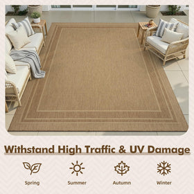MontVoo fast-drying flat-weave rug cleans easily after spills or rain.