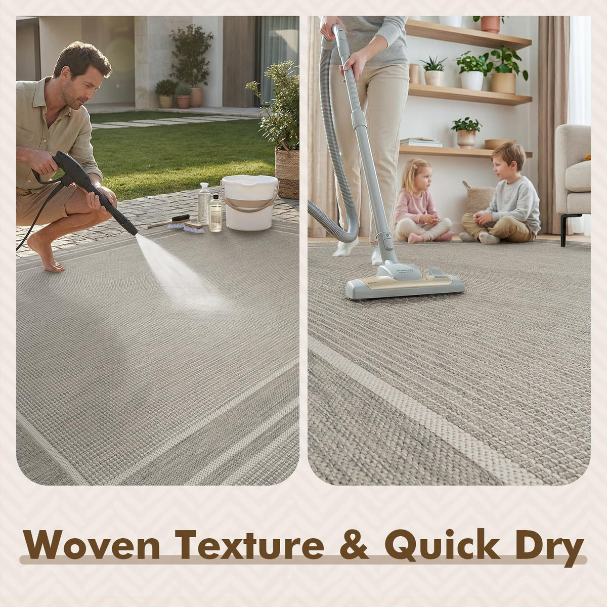 MontVoo quick-dry patio carpet drains fast after rain or hose-down.