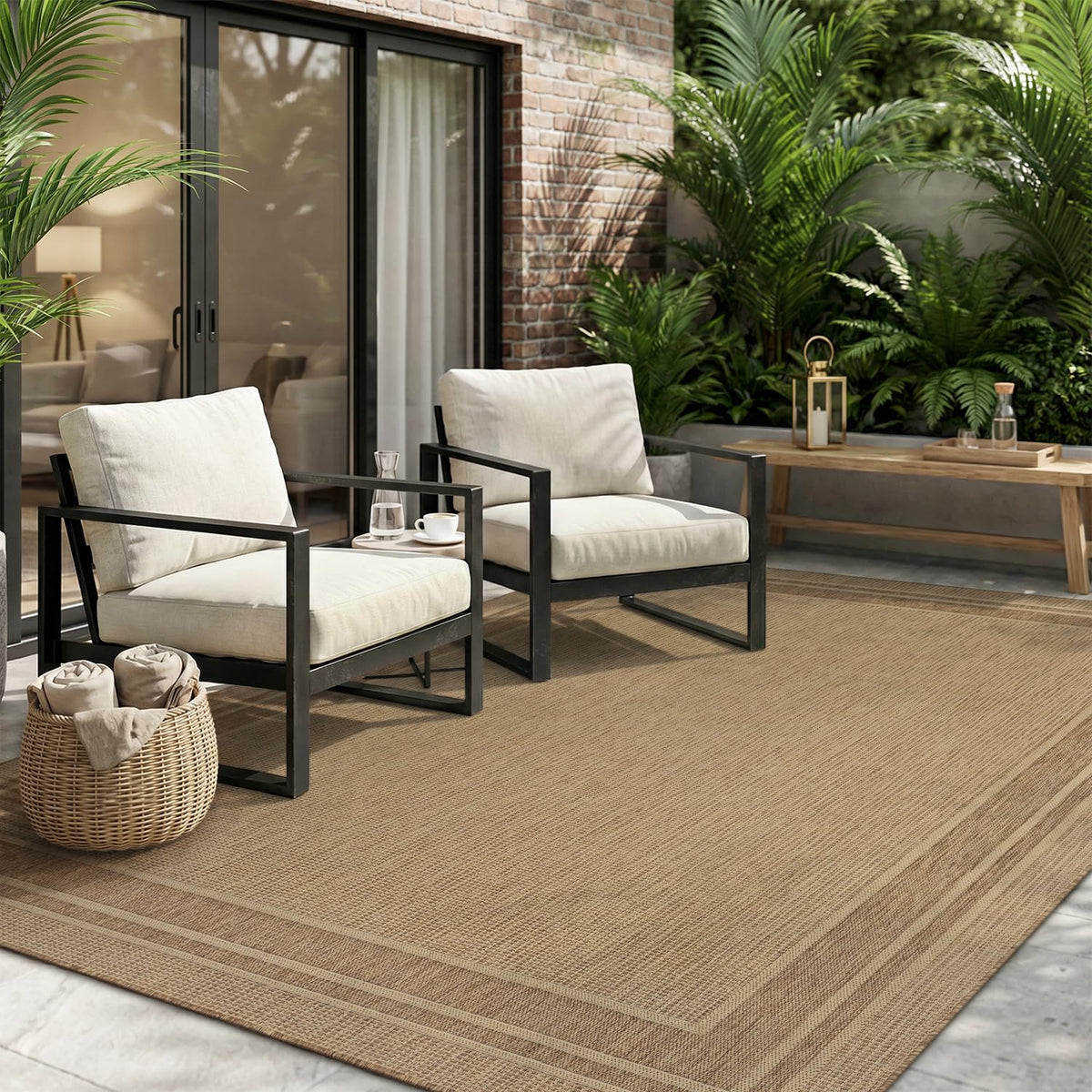 MontVoo outdoor rug 4x6 textured weave ideal for patios with high traffic.