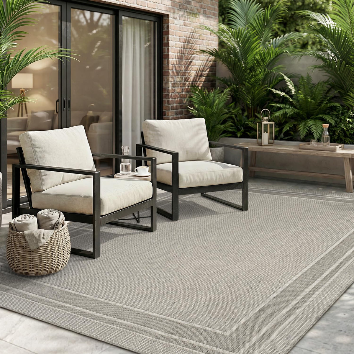 MontVoo outdoor rug 5x7 with textured weave, ideal for busy patios and enduring wear.