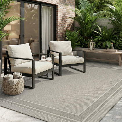 MontVoo outdoor rug 5x7 with textured weave, ideal for busy patios and enduring wear.