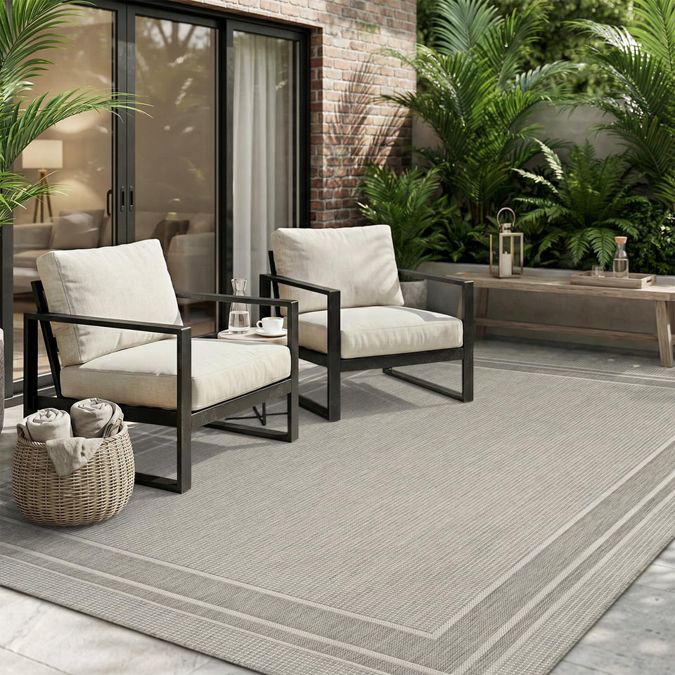 MontVoo outdoor rug 5x7 with textured weave, ideal for busy patios and enduring wear.