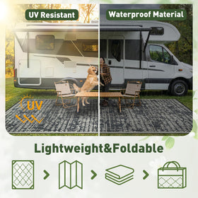 MontVoo outdoor mat on deck shows reversible design option.
