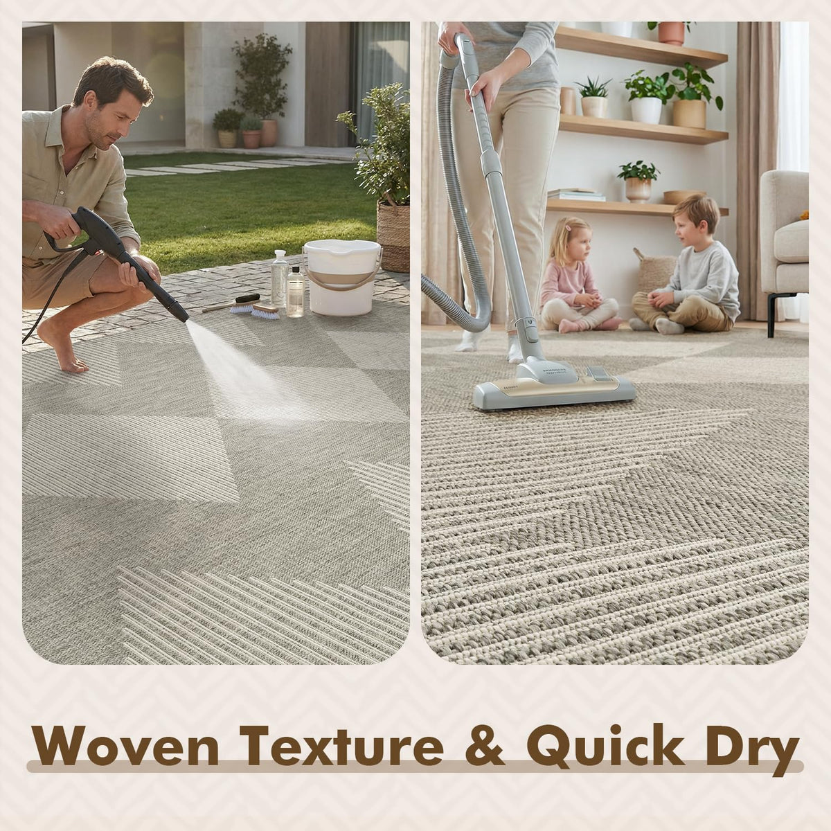 MontVoo outdoor rug stands up to high-traffic areas with tear-resistant weave for active households