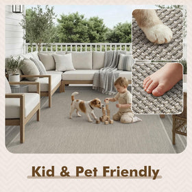 MontVoo outdoor rug low-maintenance and easy to clean after spills.