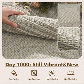 MontVoo outdoor rug on patio showing weather-ready design for busy decks