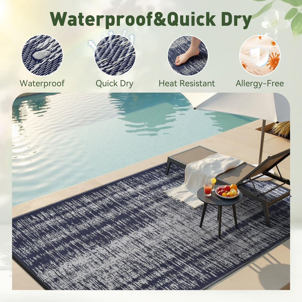 MontVoo reversible outdoor rug showing two looks for flexible balcony styling