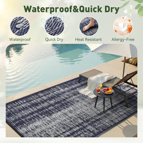 MontVoo outdoor rug with reversible design shown in two styles for versatility.