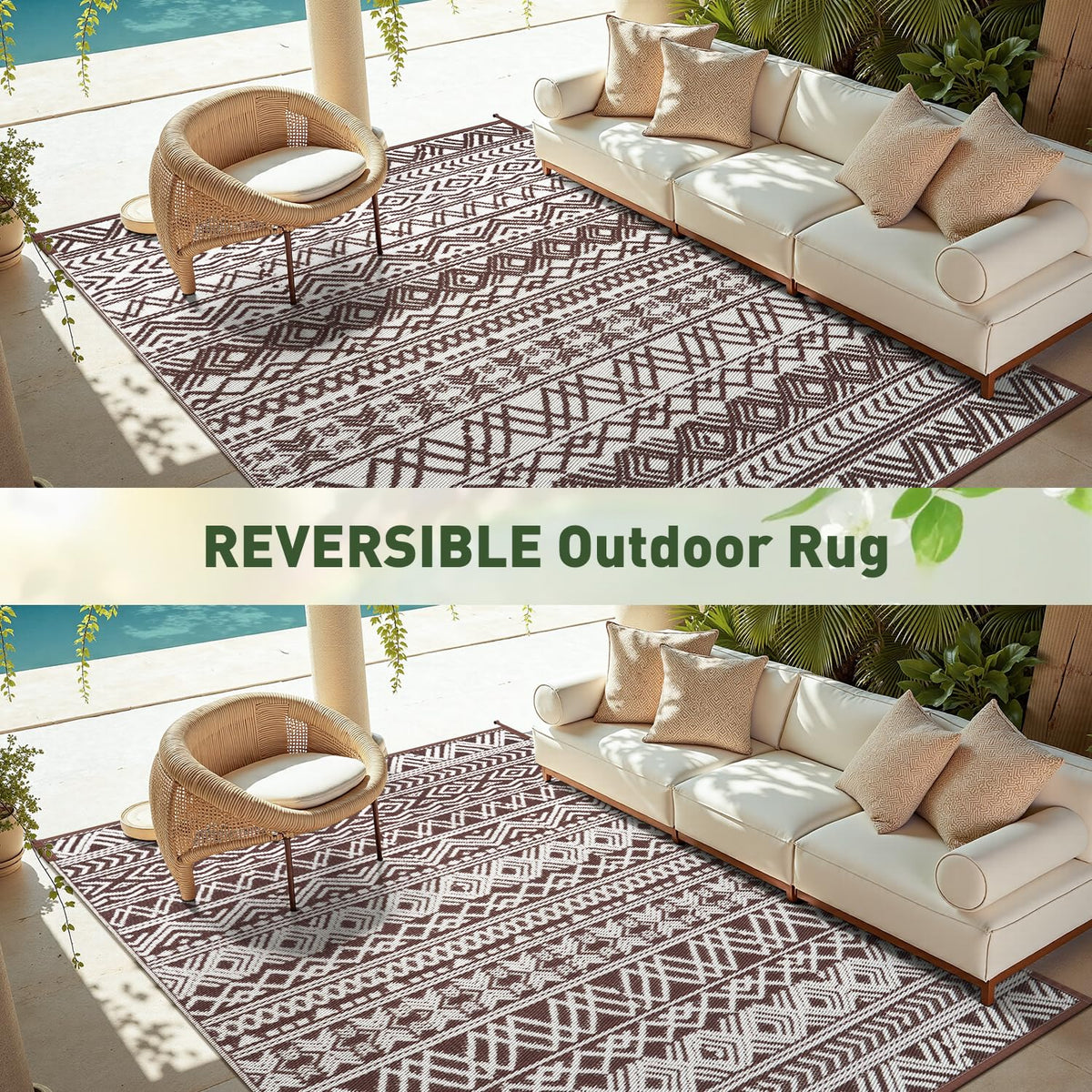 MontVoo rug with thermoplastic edge resists wear and fading.