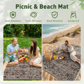 MontVoo rug under furniture provides stable, dry outdoor surface.