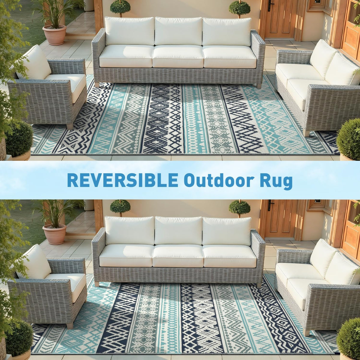 MontVoo outdoor rug 9x12 dry-fast surface helps manage spills.