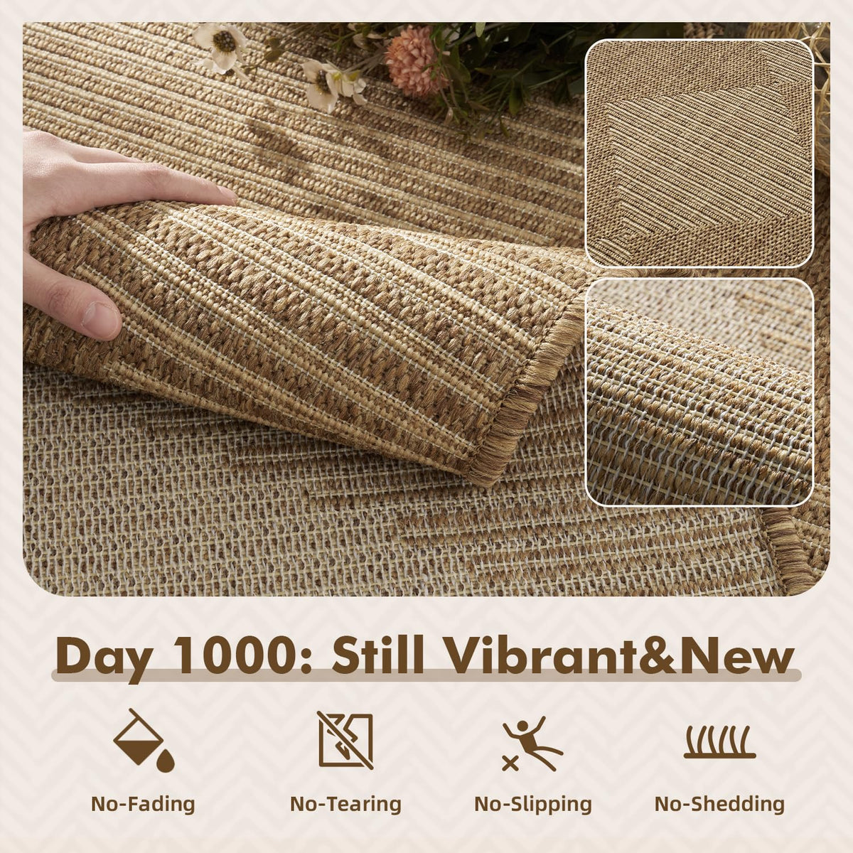 MontVoo patio rug 8x10 boho geometric design adds warm style to decks and balconies.