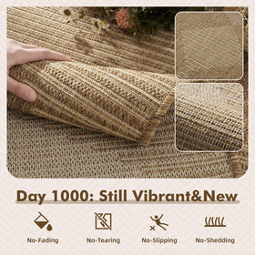 MontVoo patio rug 8x10 boho geometric design adds warm style to decks and balconies.