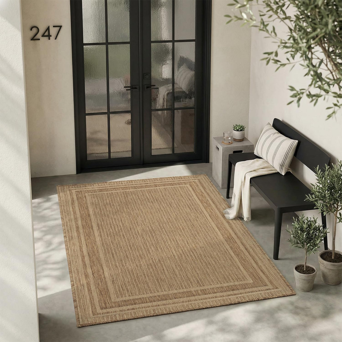 MontVoo polypropylene 3x5 ft entryway rug showcases durable, weather-ready design for high-traffic entryways.