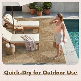 MontVoo quick-dry outdoor rug cleans easily with hose or wipe.