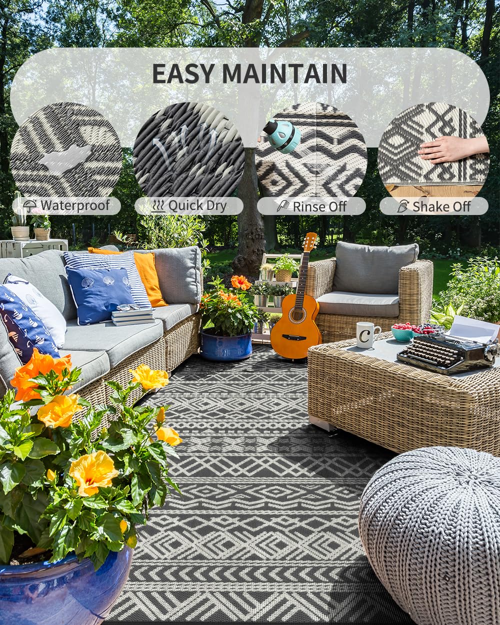MontVoo reversible Boho rug showing two color options for quick space refresh
