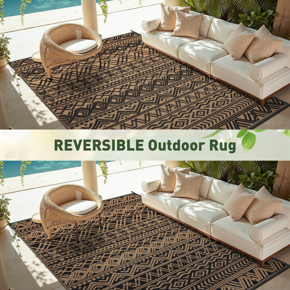 MontVoo UV coated durable outdoor rug resists fading in sun