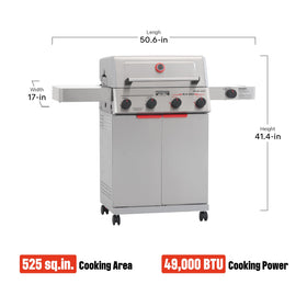 Monument Grills dual heat zones with built-in thermometer enable precise control.