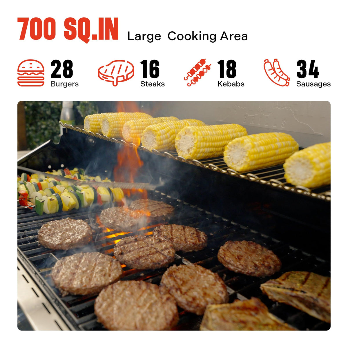 Monument Grills Larger 4+2 burner built-in thermometer detail