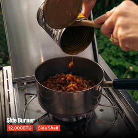 Monument Grills Larger 4+2 burner main cooking area demonstrates space