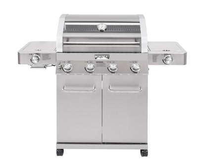 Monument Grills Larger 4+2 burner grill with ClearView lid for easy monitoring
