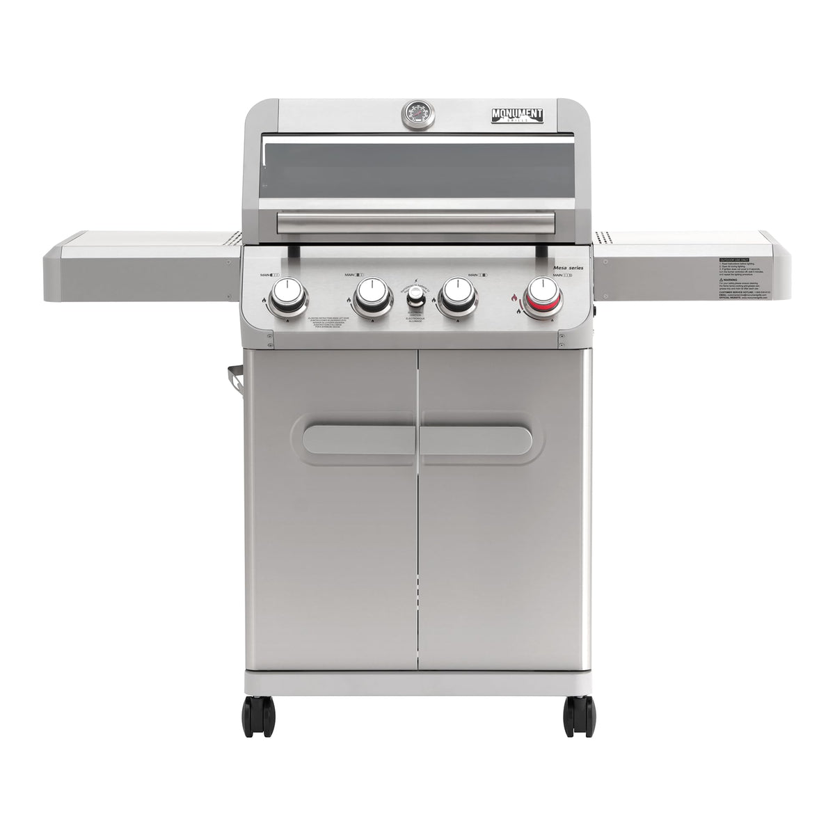 Monument Grills M410MBZ main burners deliver high-heat searing and even cooking