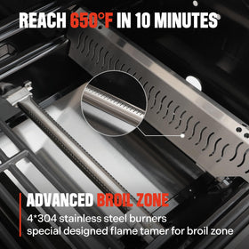 Monument Grills M410MBZ spacious main and warming racks for multitasking