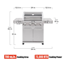 Monument Grills side burner with precise knob controls for sauces and sides