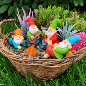 Mood Lab camping gnomes: hand-painted details for indoor displays.