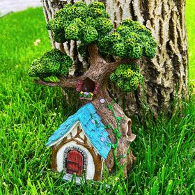 Mood Lab decor on indoor shelf with fairy garden accents