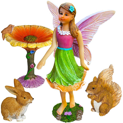Mood Lab Fairy Garden Figurines 4-piece set for outdoor or indoor display