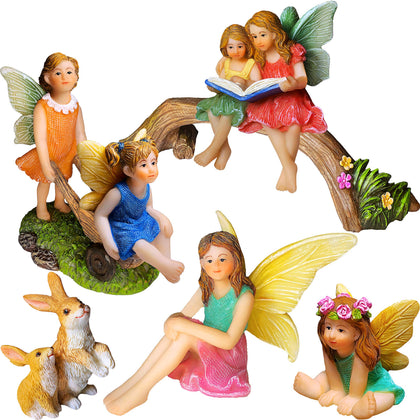 Mood Lab Fairy Garden Figurines 6-piece-set adds whimsical charm to garden or shelf
