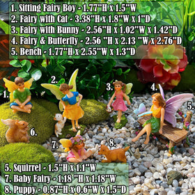 8-piece set ideal for creative fairy garden scenes and indoor shelves.