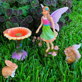 Close-up of Mood Lab fairy garden figurines with hand-painted details