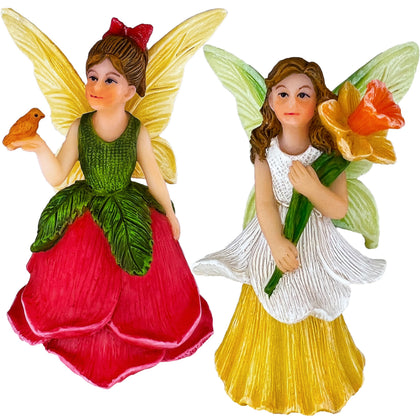 Mood Lab Narcissus fairy figurine close-up with hand-painted detail for outdoor garden decor.