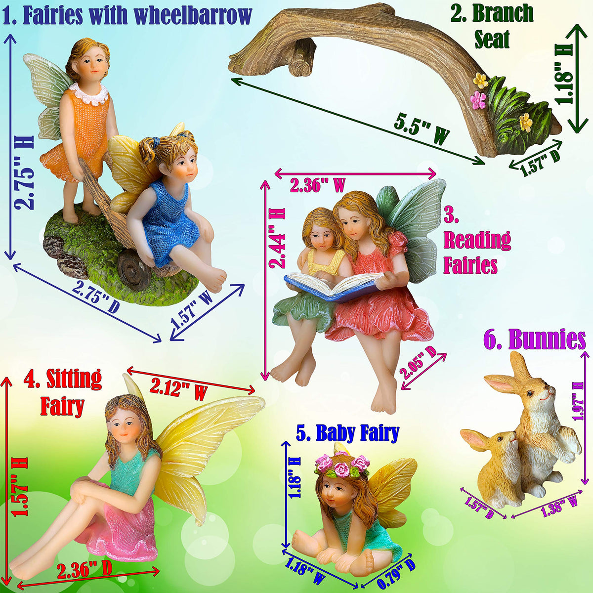 Mood Lab Fairy Garden Figurines resin material ensures durable outdoor decor