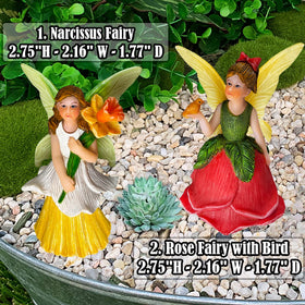 Mood Lab Rose fairy figurine close-up highlighting delicate petals for indoor display.
